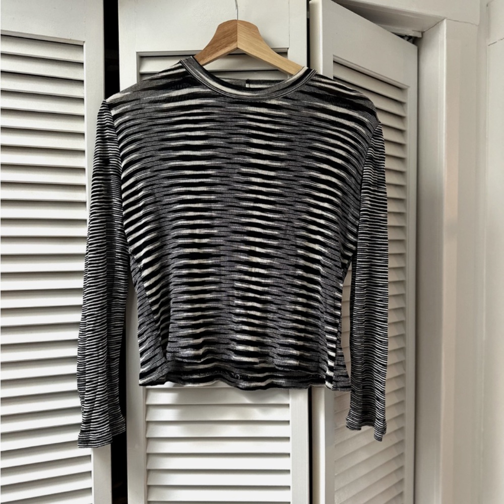 Missoni Classic black and white striped mesh cropped top size XS